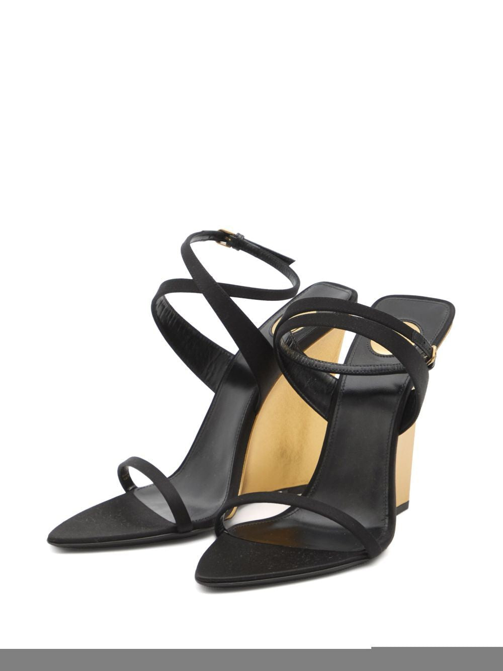 SAINT LAURENT Wedge Sandals with Adjustable Ankle Strap - 11cm Height