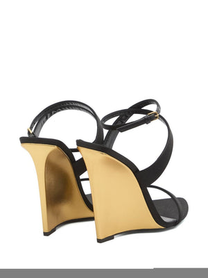 SAINT LAURENT Wedge Sandals with Adjustable Ankle Strap - 11cm Height