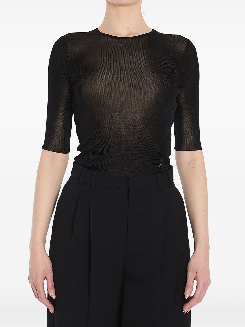 SAINT LAURENT Mini Cropped Top with Metal Detail