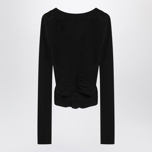 SAINT LAURENT Silk Ruffled Blouse with V-Neckline and Button Closure