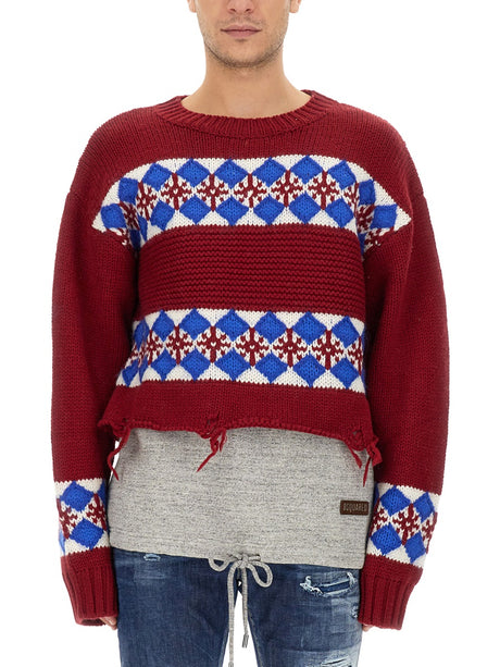 DSQUARED Jacquard Knit Sweater - Regular Fit (Size L)