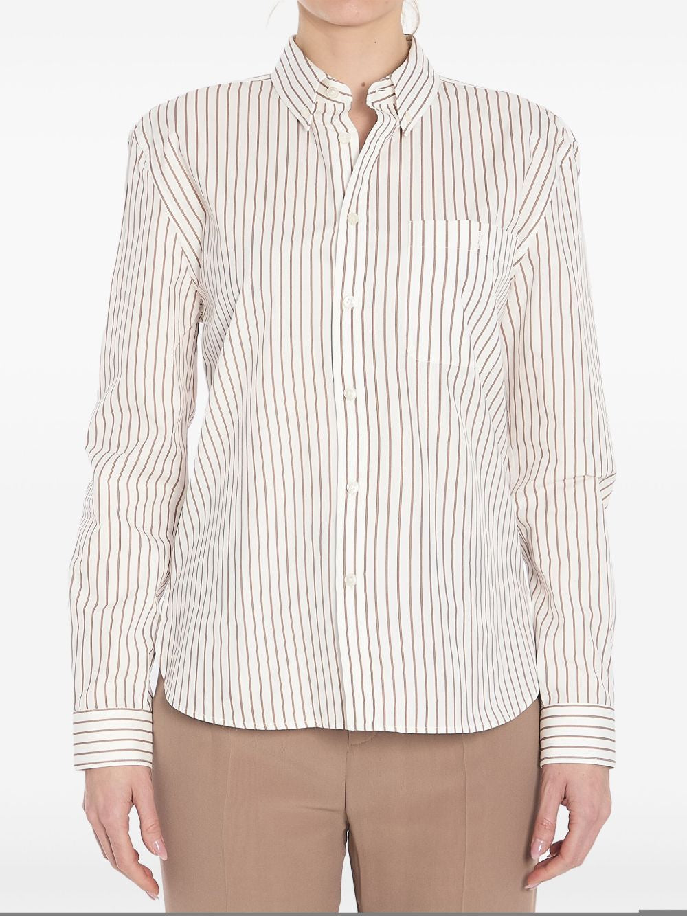 SAINT LAURENT Striped Cotton Poplin Shirt - Size FR 38