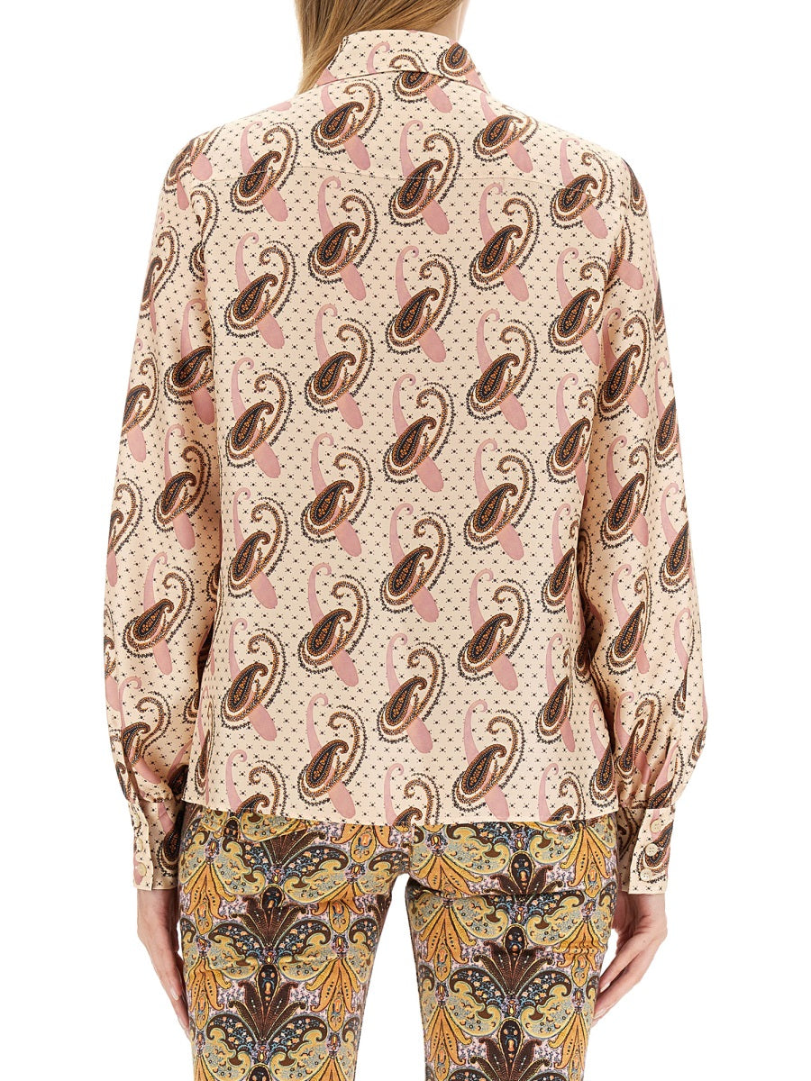 ETRO Slim Fit Paisley Print Silk Shirt - Size 40 IT