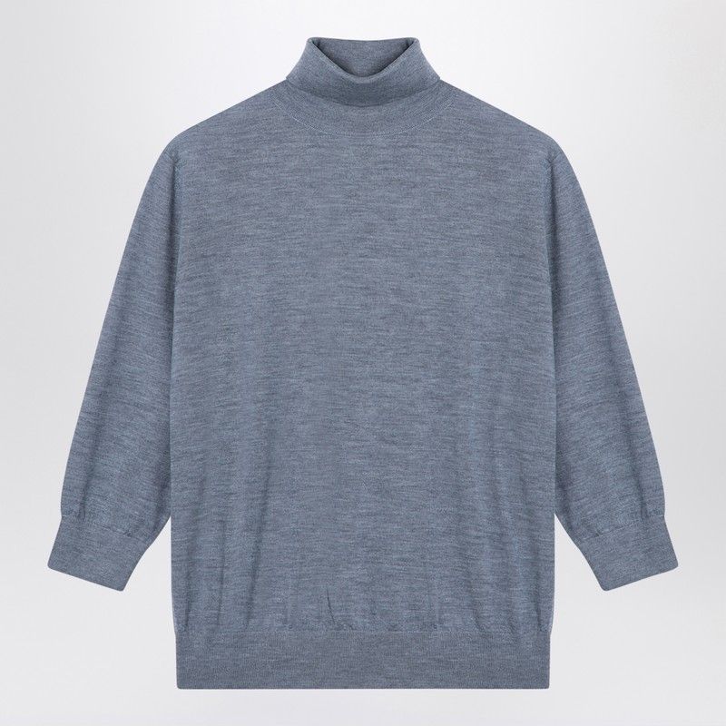 THE ROW Cashmere Turtleneck Jumper with High Collar and Three-Quarter Sleeves