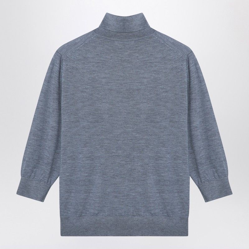 THE ROW Cashmere Turtleneck Jumper with High Collar and Three-Quarter Sleeves