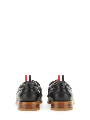 THOM BROWNE Elegant Leather Boat Moccasin