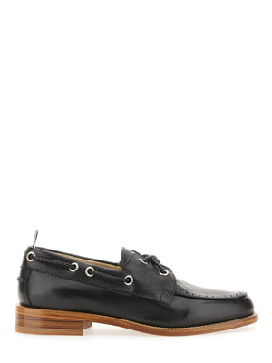 THOM BROWNE Elegant Leather Boat Moccasin