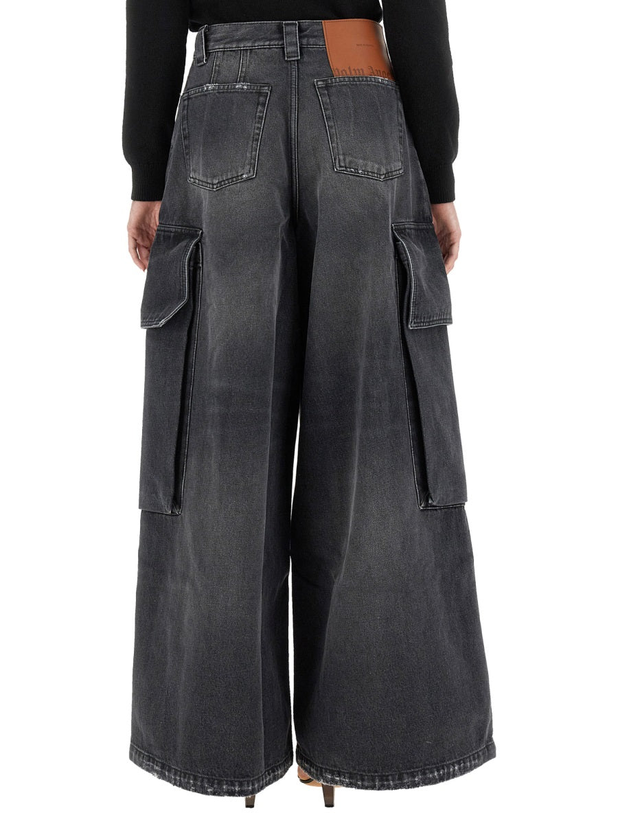 PALM ANGELS Wide Parachute Jeans - Oversize Fit