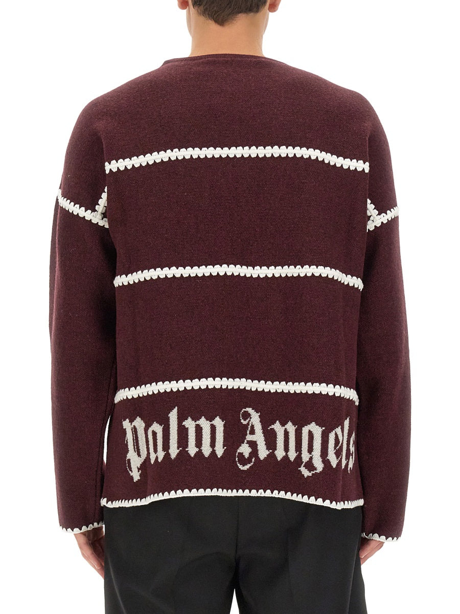 PALM ANGELS Monogram Striped Sweater - Regular Fit, Size L