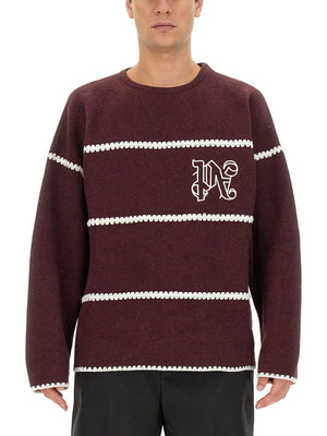 PALM ANGELS Monogram Striped Sweater - Regular Fit, Size L