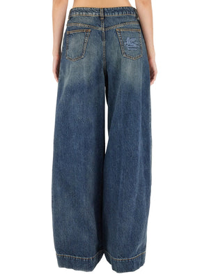 ETRO Embroidered Pegasus Relaxed Fit Jeans - Size 27