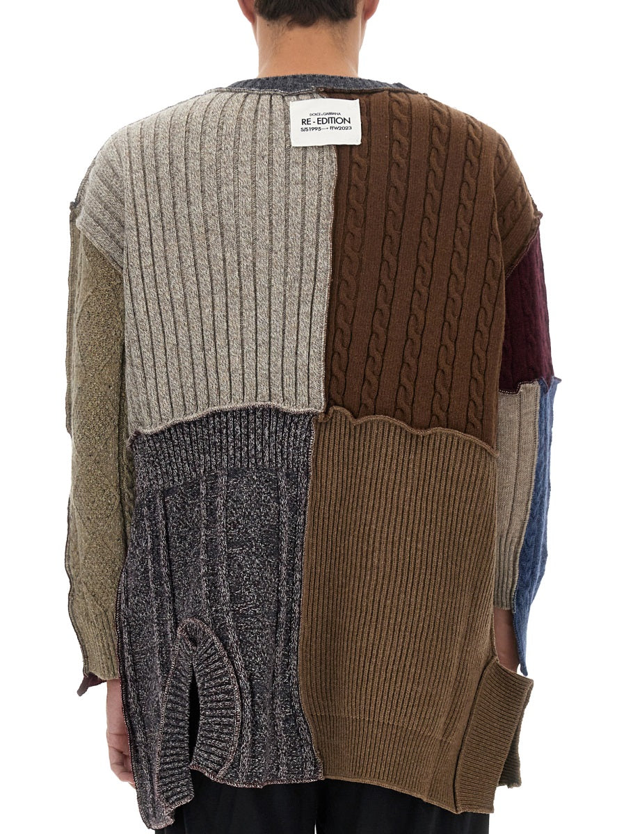 DOLCE & GABBANA Relaxed Fit Patchwork Cardigan for Men - FW23