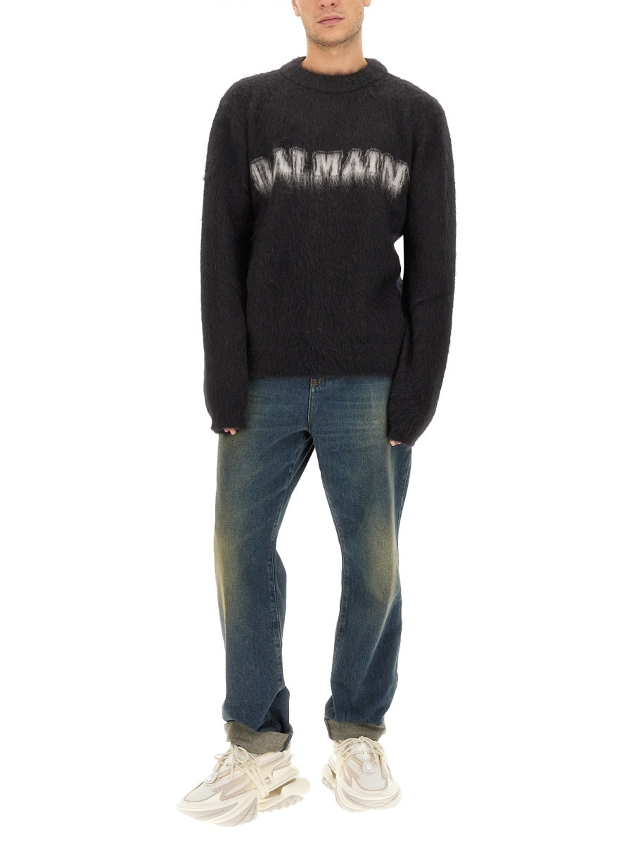 BALMAIN Retro Logo Pullover - Regular Fit, Size L