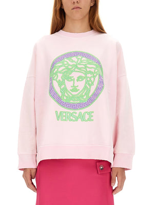 VERSACE Oversized Sweatshirt with Iconic Logo - Size 40 IT