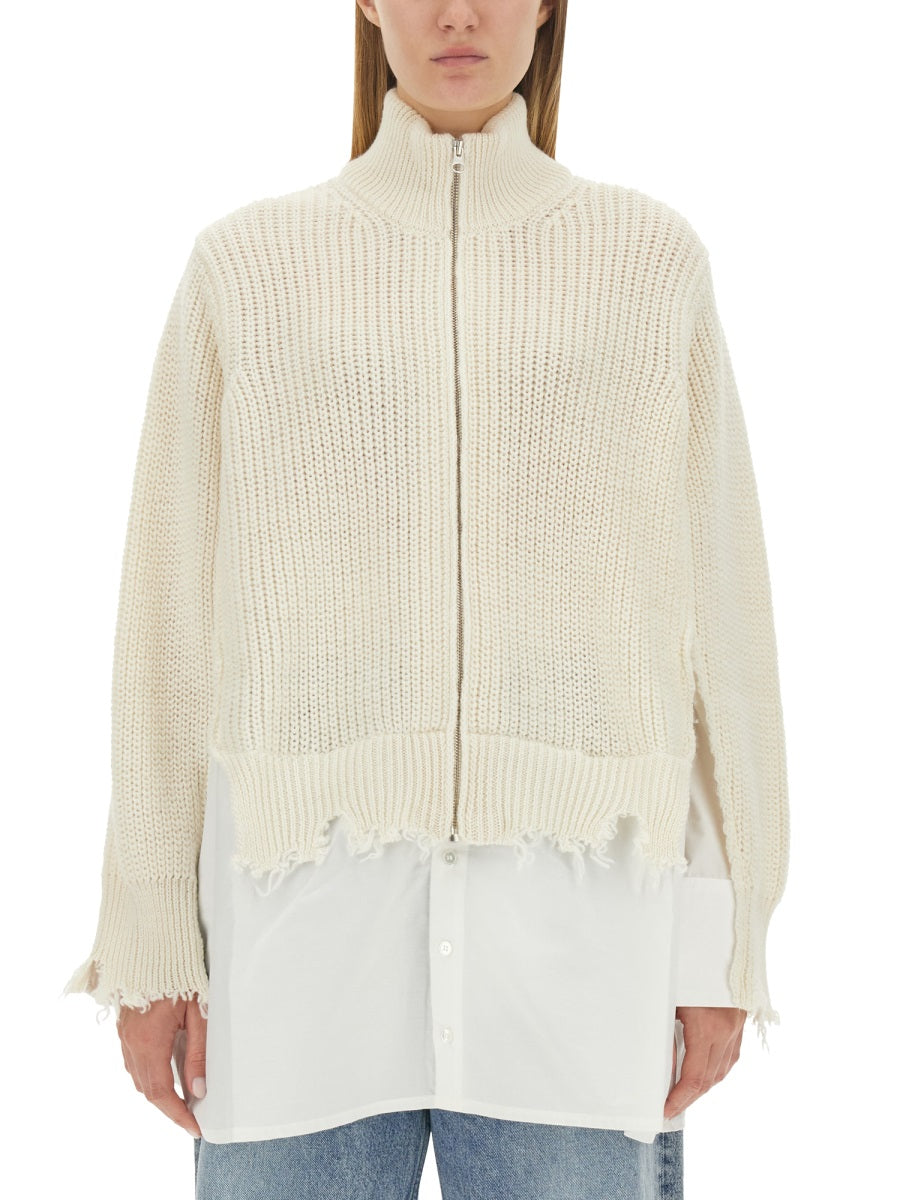 MM6 MAISON MARGIELA Oversized Ribbed Cardigan with Zipper - Size S