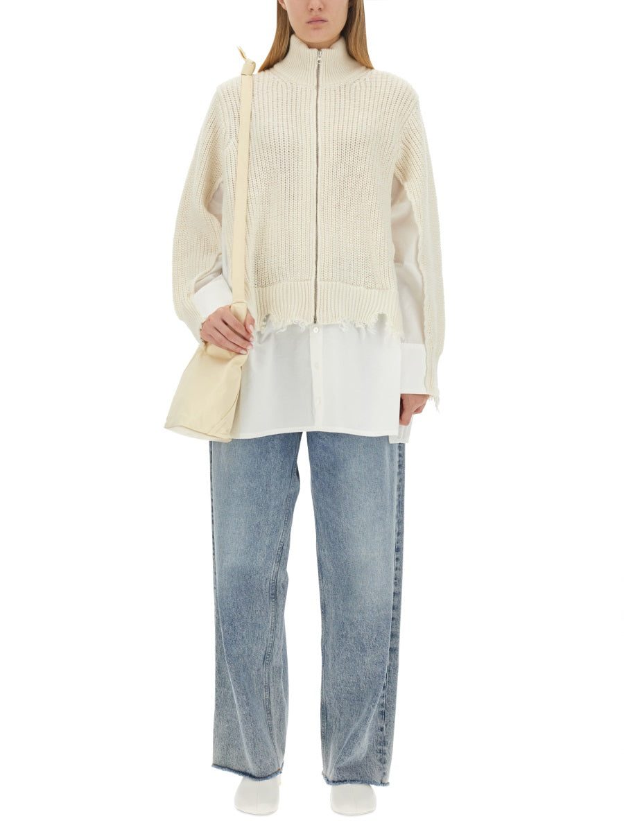 MM6 MAISON MARGIELA Oversized Ribbed Cardigan with Zipper - Size S