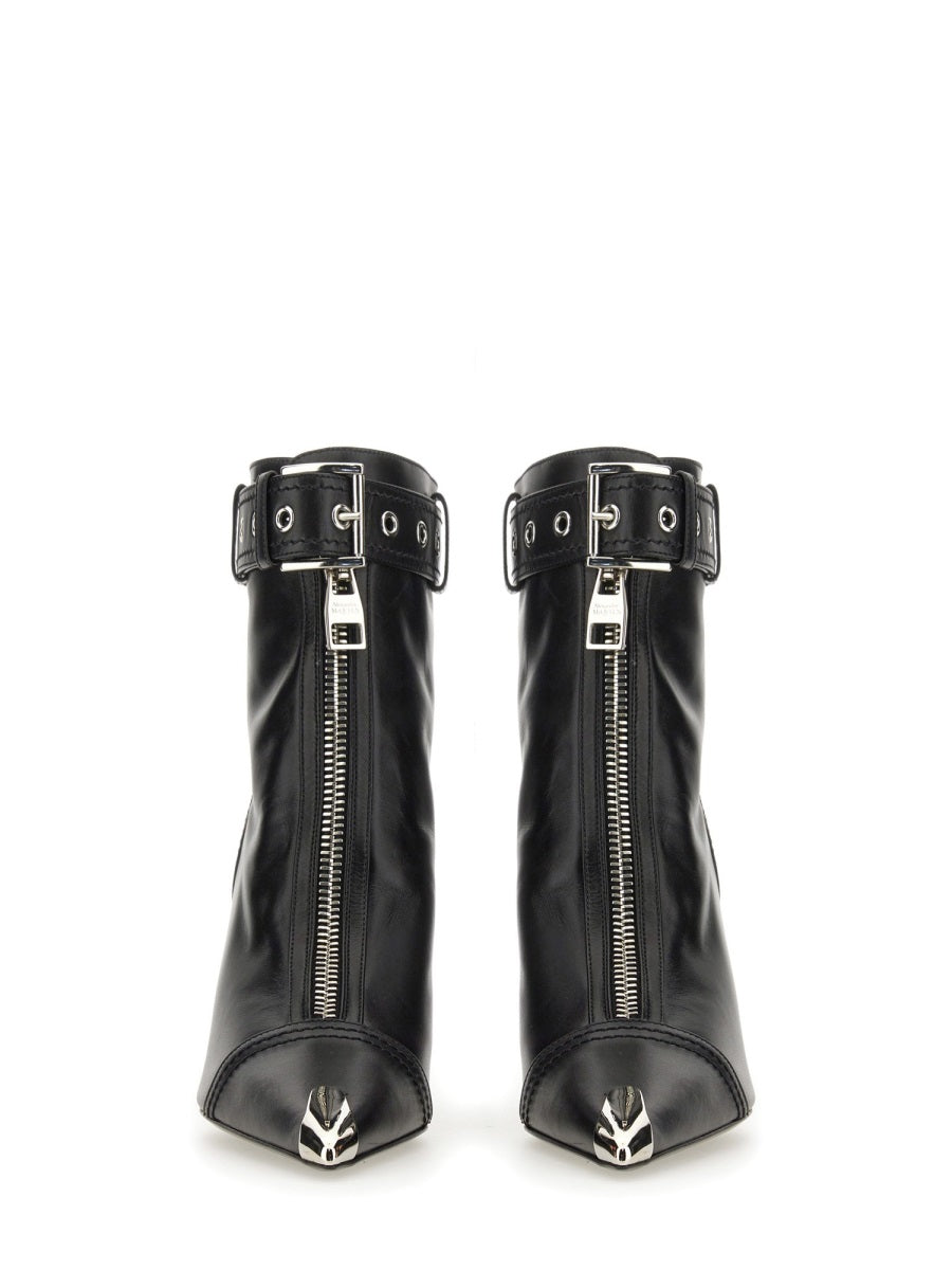 ALEXANDER McQUEEN Women's Leather Slash Biker Boot