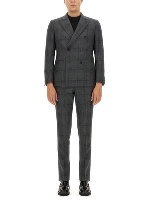 LARDINI Men's Double-Breasted Dress Suit - Regular Fit, Size 48