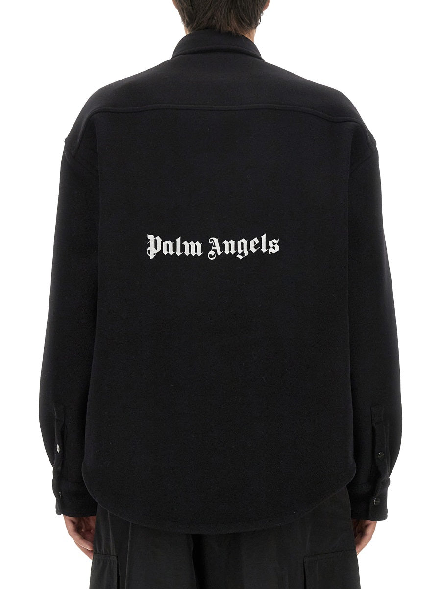 PALM ANGELS Men's Regular Fit Logo Shirt - Size 50 IT