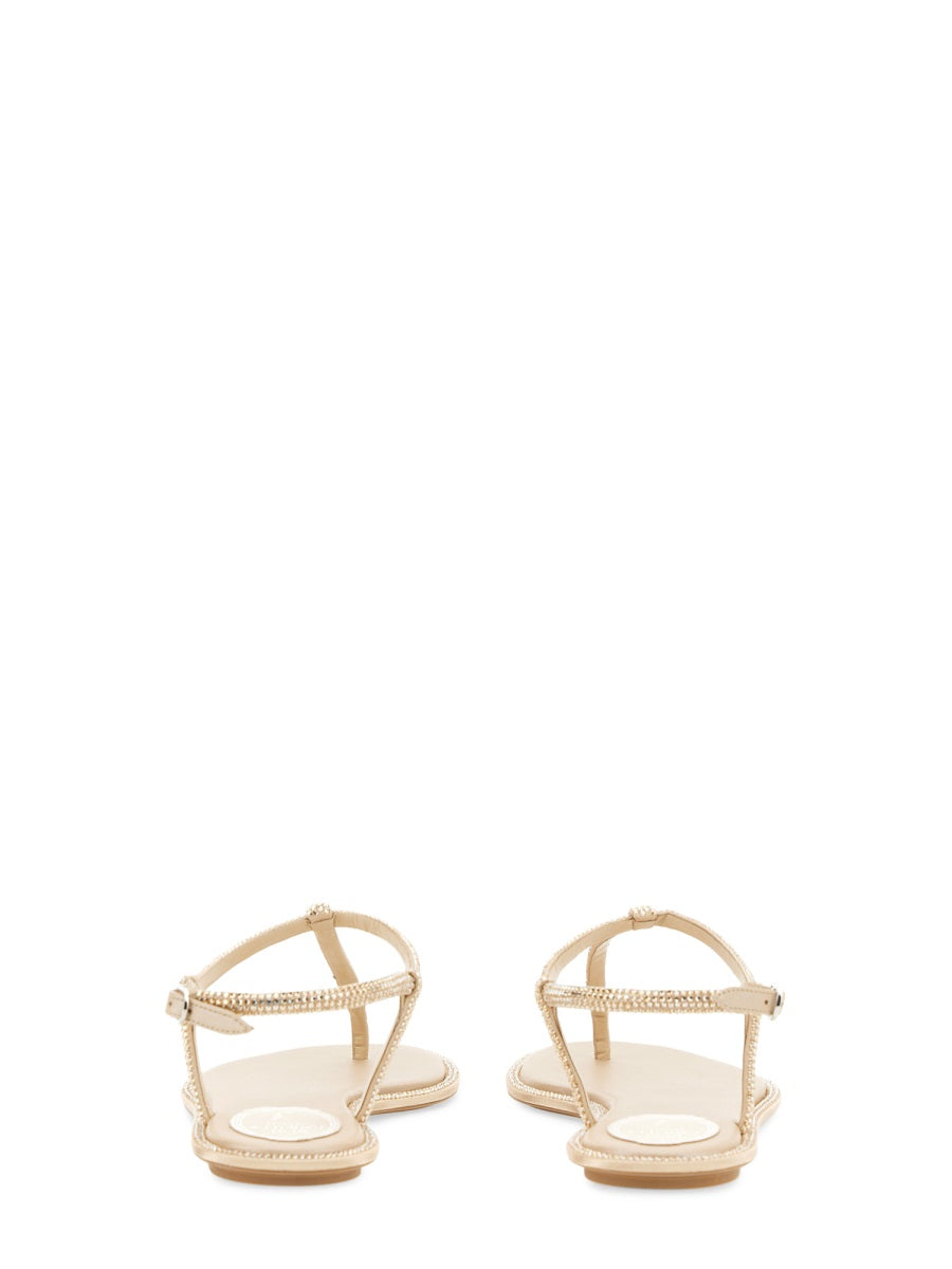 RENE CAOVILLA Mini Crystal-Embellished Flat Thong Sandals