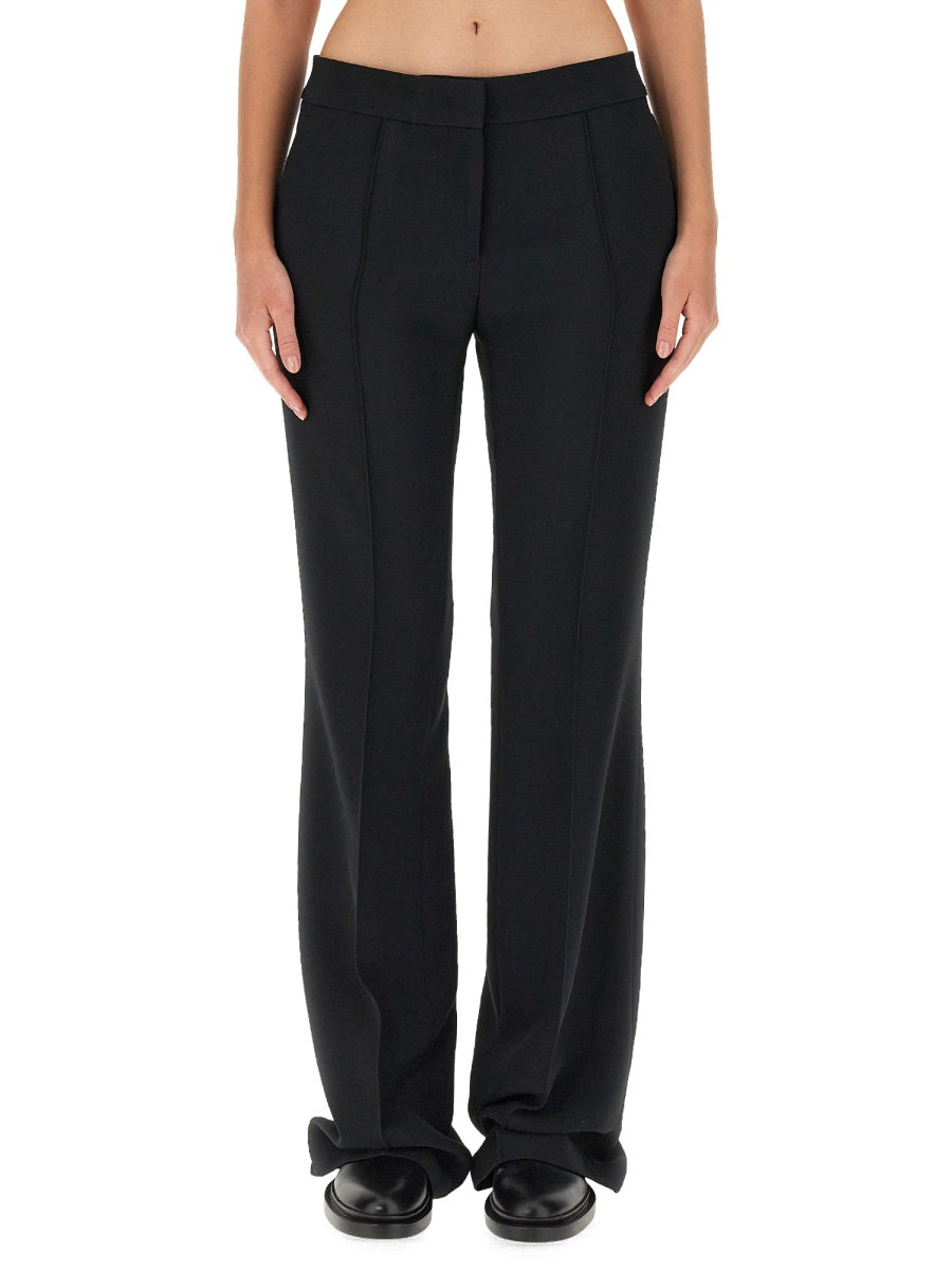 JIL SANDER Viscose Blend Trousers with Concealed Closure