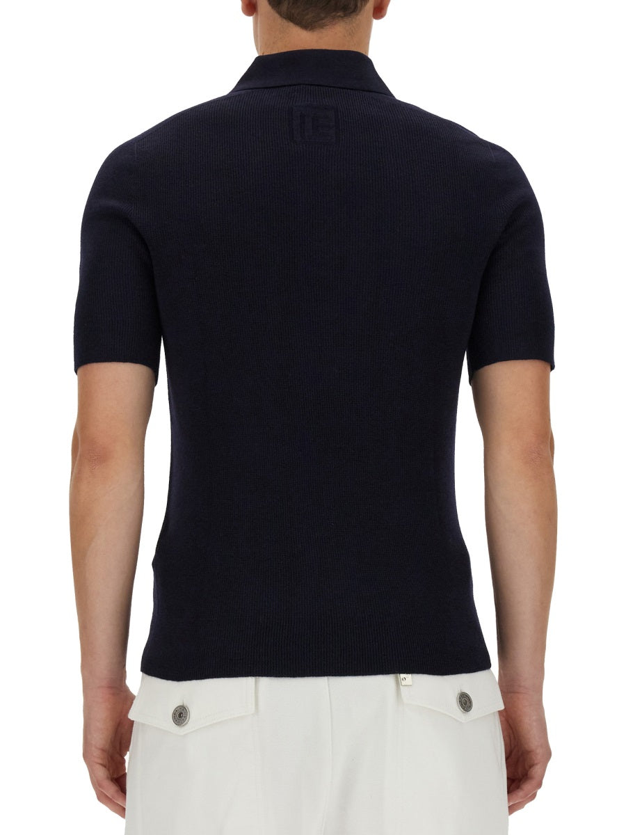 BALMAIN Classic Logo Patch Polo - Regular Fit, Size L