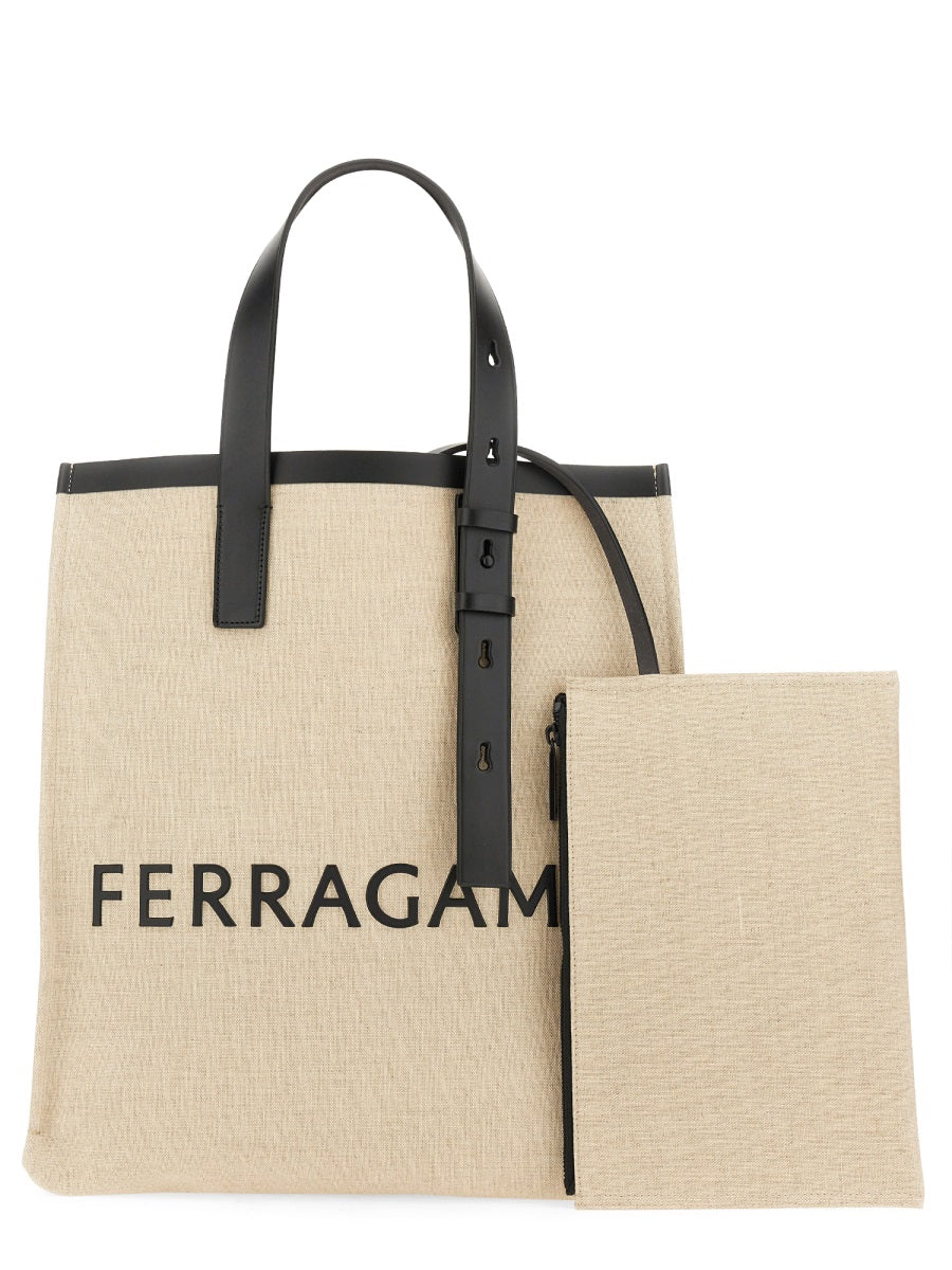 Ferragamo Logo-Embellished Tote Handbag for Men