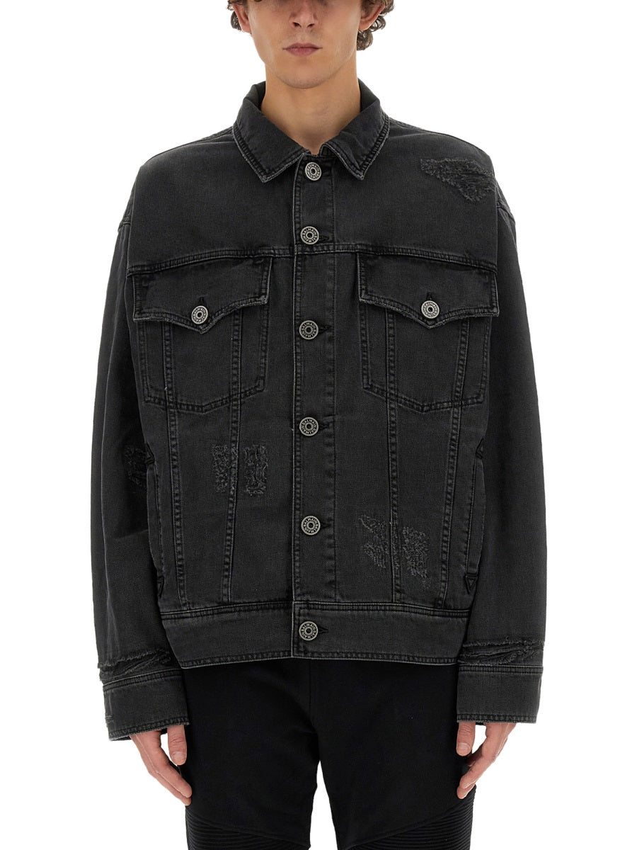 BALMAIN Men's Regular Fit Denim Jacket - Size 48