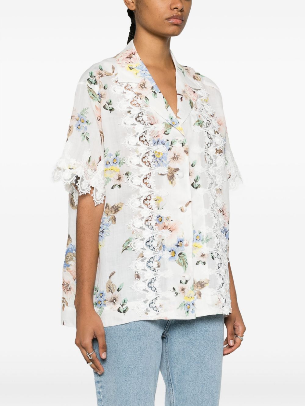 ZIMMERMANN Lace Trim Oversized Shirt