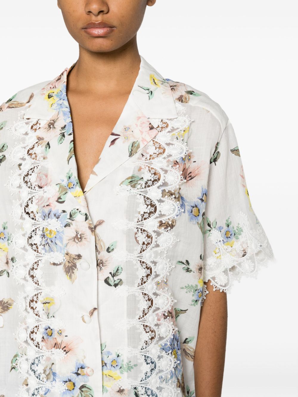 ZIMMERMANN Lace Trim Oversized Shirt