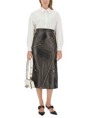 ALEXANDER McQUEEN Leather Midi Skirt - Regular Fit