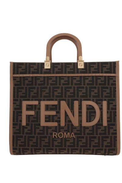 FENDI サンシャイン ミディアム トートバッグ（サンドカラー、カーフスキン100%、女性用）