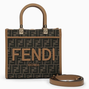 FENDI サンシャイン スモール ジャガード トップハンドル トート ブラウン - SS24 レディース コレクション