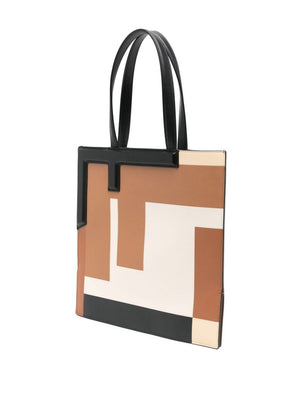 FENDI Medium Leather Flip Tote Handbag