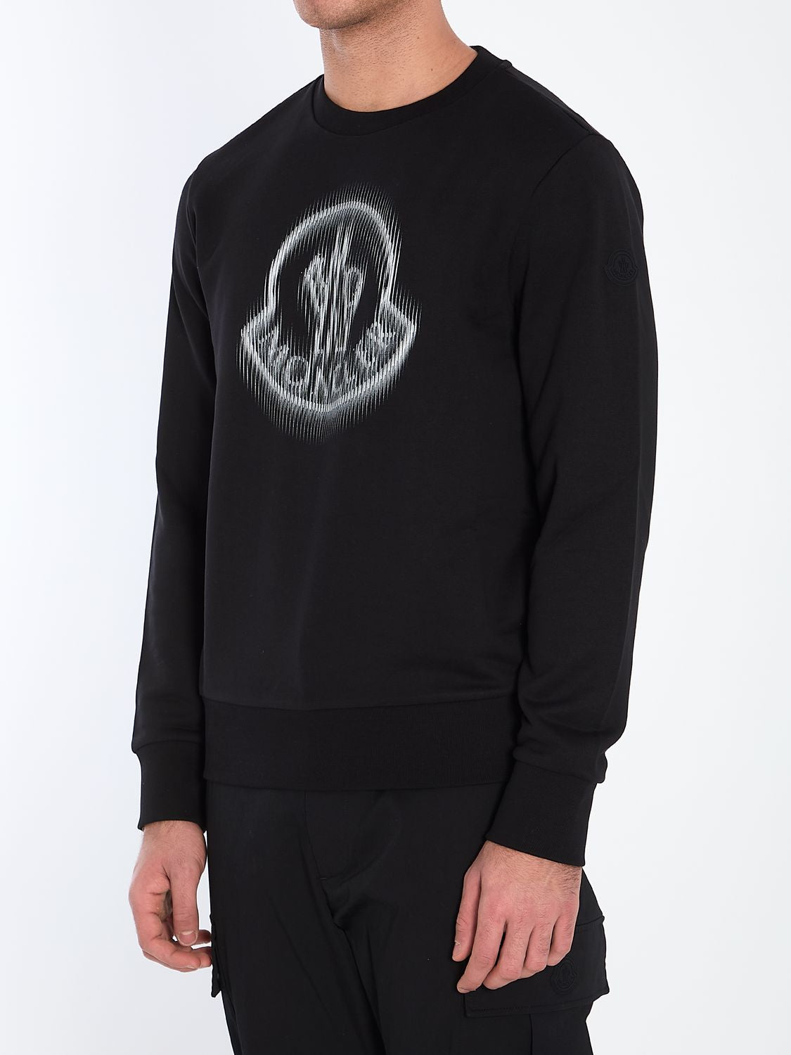 MONCLER Crew Neck Cotton Sweatshirt with Logo Print - SS25