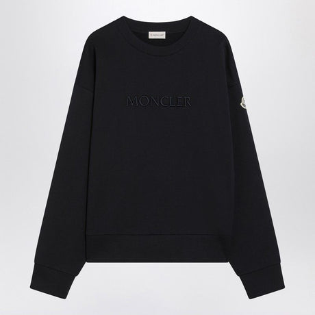 MONCLER Crew Neck Cotton Sweatshirt with Logo Patch for Women - SS25