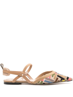 FENDI Pointed Toe Slingback Flats