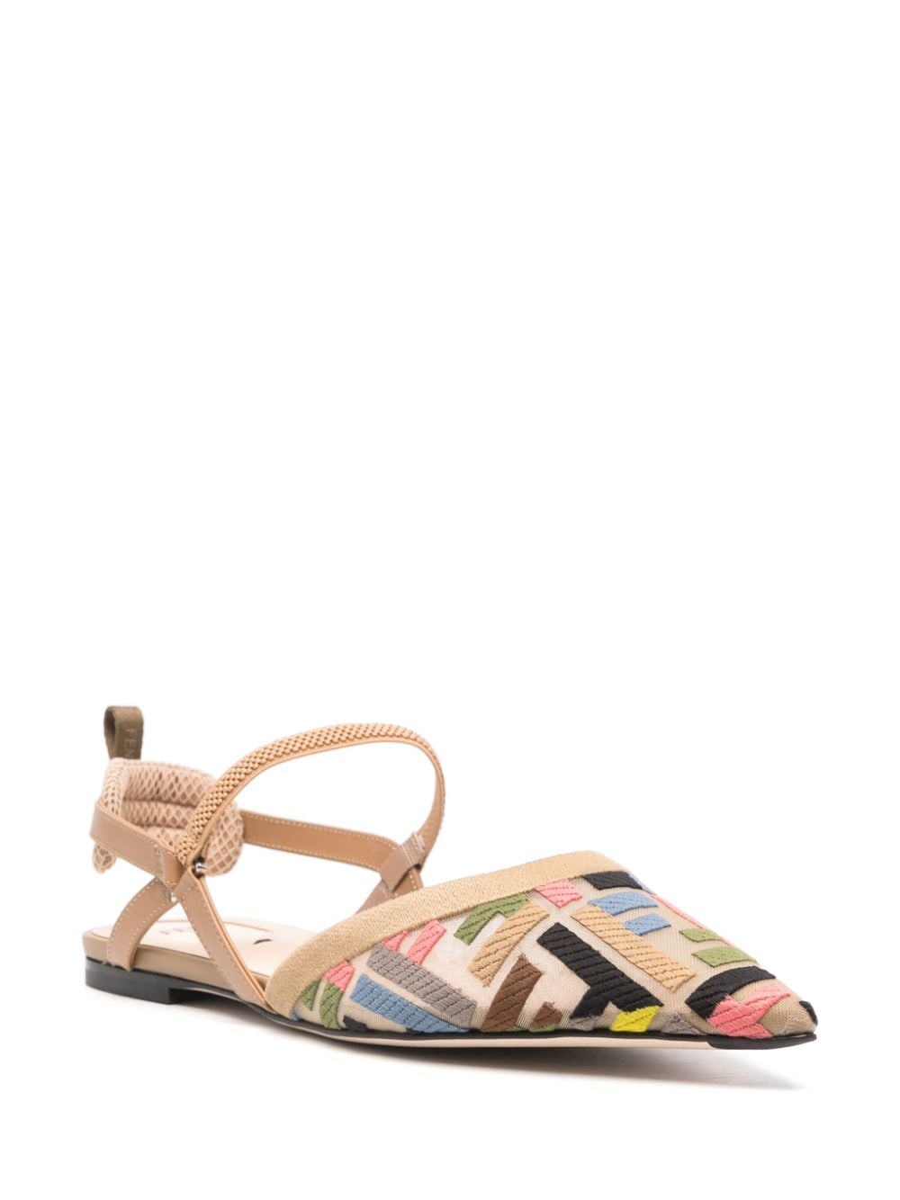 FENDI Pointed Toe Slingback Flats