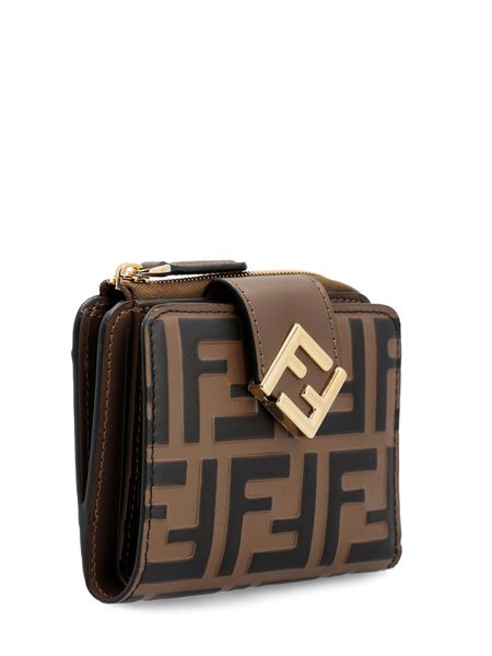 FENDI Luxury Diamond Stitched Bi-Fold Wallet - 11cm x 9cm x 2cm