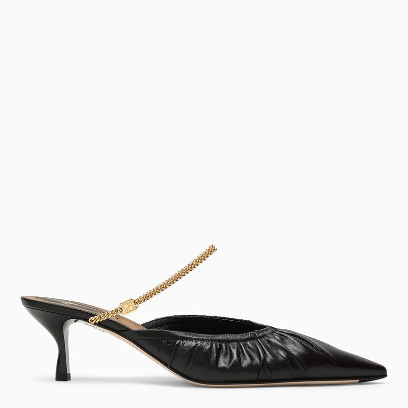 FENDI Mid-Heel Ruffled-Edge Sabot with Pointed Toe