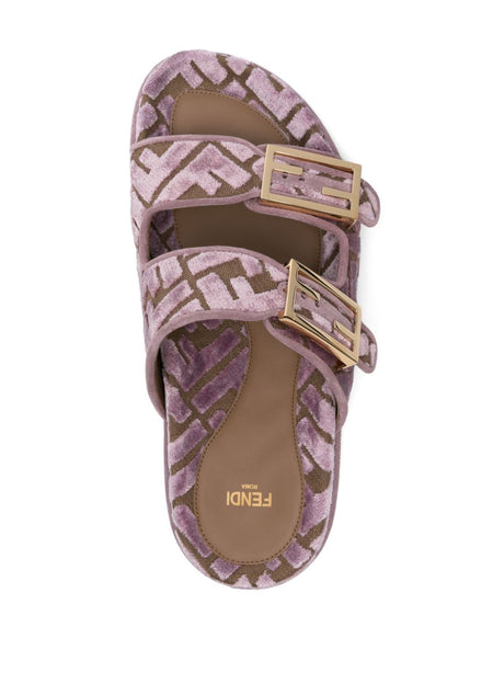 FENDI Double Buckle Sandals with Moulded Footbed - Women’s