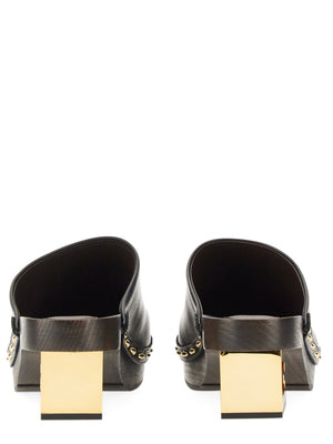 FENDI Mini Clog Baguette Sandals with Wooden Sole - 6 CM Heel