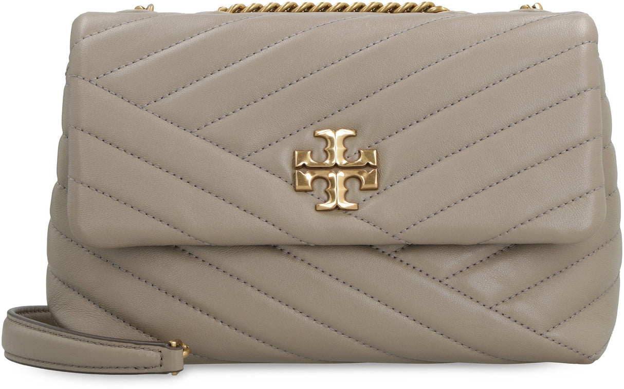 TORY BURCH シェブロンキルティング 小さめグレーレザーショルダーバッグ（女性用）