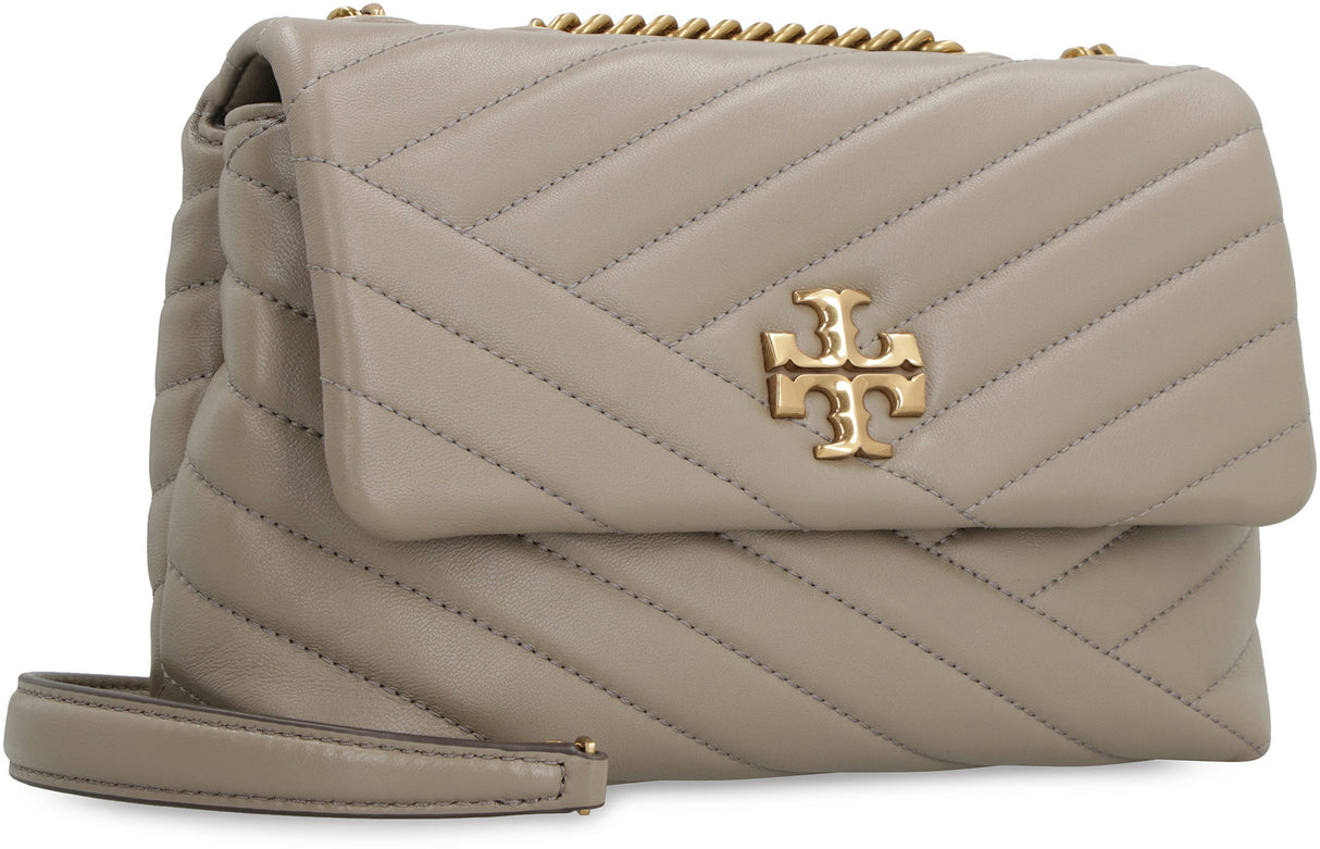 TORY BURCH シェブロンキルティング 小さめグレーレザーショルダーバッグ（女性用）