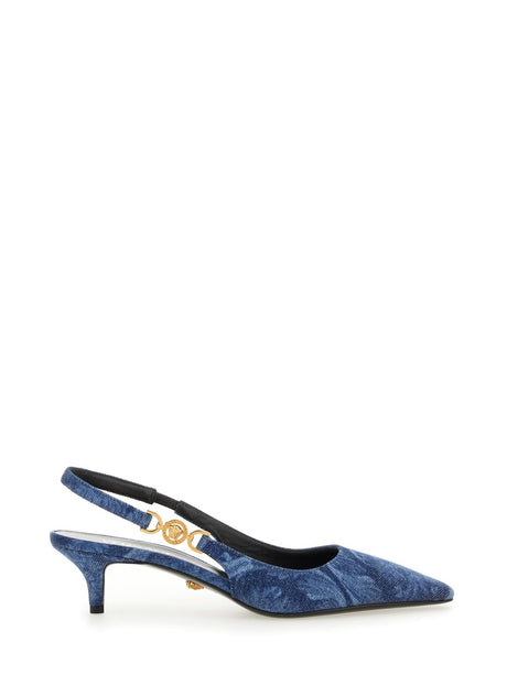 VERSACE Baroque Denim Low Pumps - Women’s Stylish Footwear