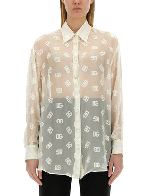 DOLCE & GABBANA All Over Print Silk Blend Shirt - Size 42