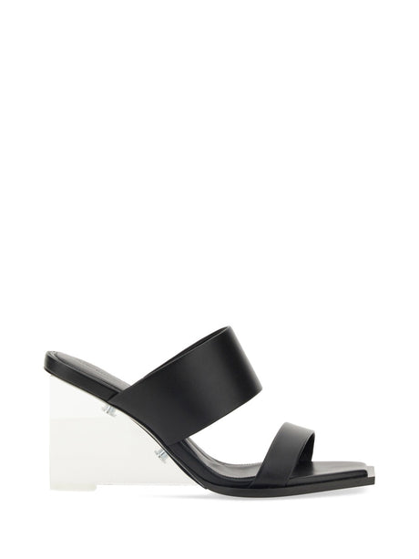 ALEXANDER McQUEEN Elegant Mini Leather Sandal with Plexiglass Heel (7.5 cm)