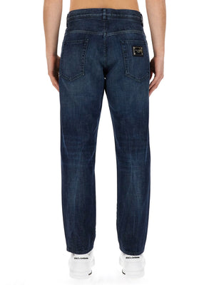 DOLCE & GABBANA Loose Fit 100% Cotton Jeans for Men