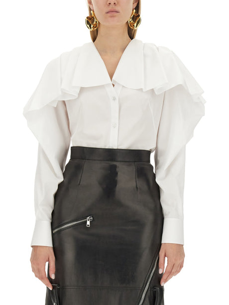 ALEXANDER McQUEEN Draped Cotton Shirt in Size 40 IT