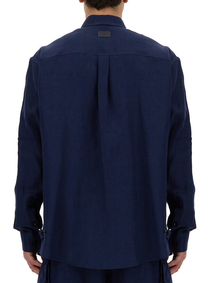 DOLCE & GABBANA Oversized Pocketed Linen Shirt - Size L